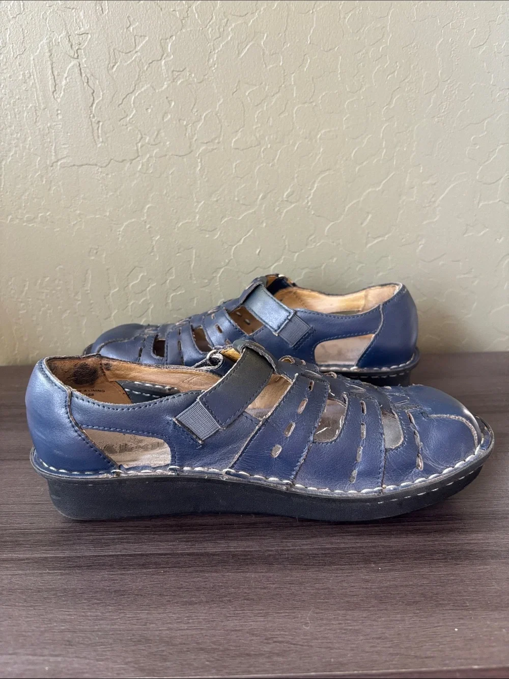 Alegria Pesca 622 Navy Blue Leather Fisherman’s Sandals Shoes Size 36